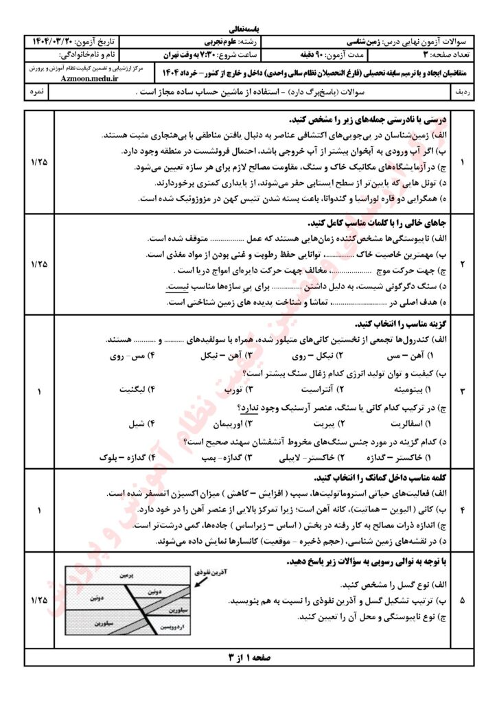 زمین‌شناسی خ ۴۰۴