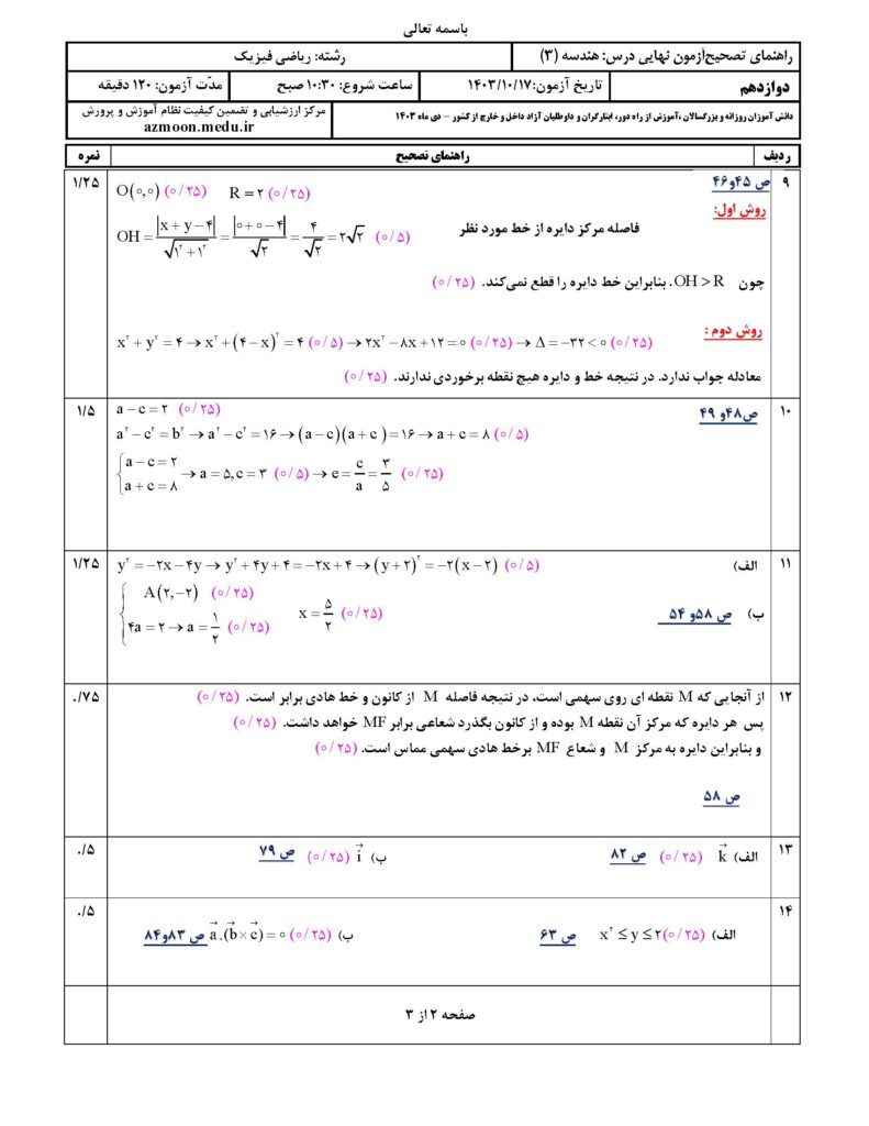 ج هندسه ۳ د ۴۰۳