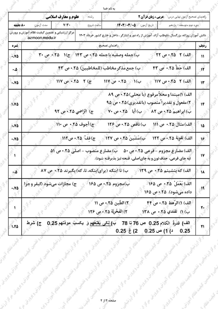 ج عربی ۲ م خ ۴۰۳