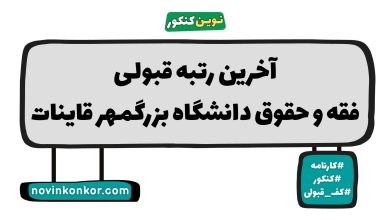 آخرین رتبه قبولی فقه و حقوق دانشگاه بزرگمهر قاینات