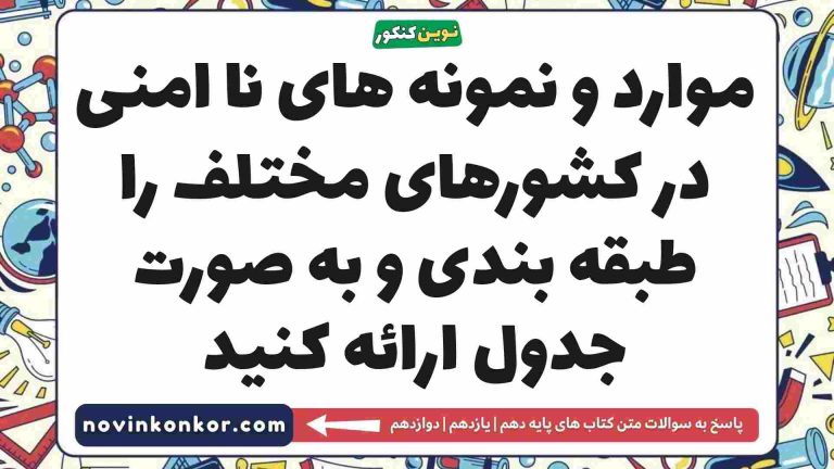 موارد و نمونه های ناامنی در کشورهای مختلف را طبقه بندی و به صورت جدول ارائه کنید