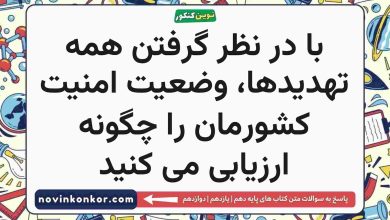 با در نظر گرفتن همه تهدیدها، وضعیت امنیت کشورمان را چگونه ارزیابی می کنید آمادگی دفاعی دهم
