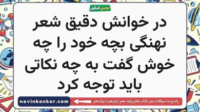 در خوانش دقیق شعر نهنگی بچه خود را چه خوش گفت به چه نکاتی باید توجه کرد علوم و فنون دهم