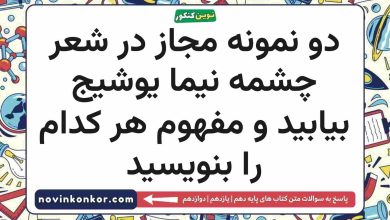 دو نمونه مجاز در شعر چشمه نیما یوشیج بیابید و مفهوم هر کدام را بنویسید فارسی دهم