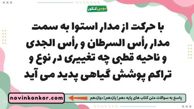با حرکت از مدار استوا به سمت مدار رأس السرطان و رأس الجدی و ناحیه قطبی چه تغییری در نوع و تراکم پوشش گیاهی پدید می آید