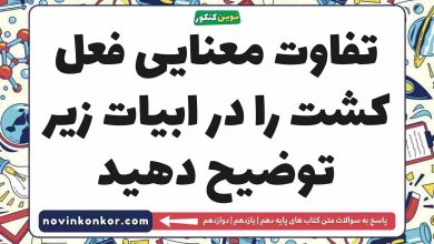 تفاوت معنایی فعل کشت را در ابیات زیر توضیح دهید فارسی دهم