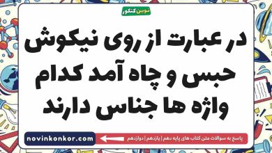 در عبارت از روی نیکوش حبس و چاه آمد کدام واژه ها جناس دارند فارسی دهم