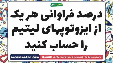 درصد فراوانی هر یک از ایزوتوپهای لیتیم را حساب کنید