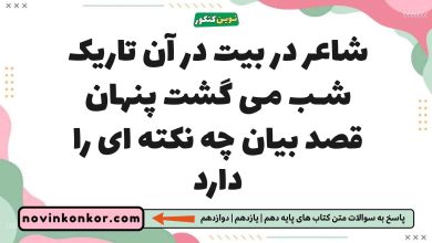 شاعر در بیت در آن تاریک شـب می گشت پنهان قصد بیان چه نکته ای را دارد فارسی یازدهم