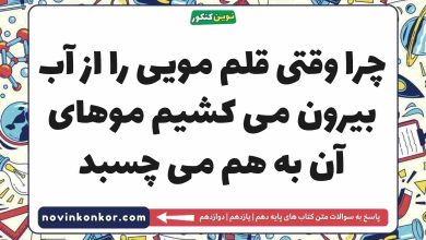 چرا وقتی قلم مویی را از آب بیرون می کشیم موهای آن به هم می چسبد فیزیک دهم